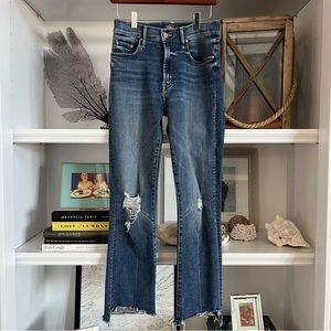 MOTHER The Insider Crop Step Chew Dancing on Coals Jeans, Blue